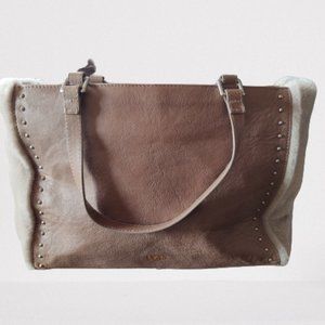 UGG Brown Leather Shearling Tote